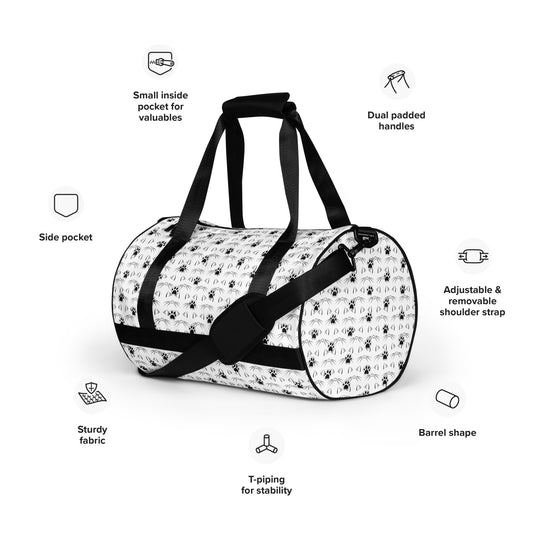 Whiskers and Paw Prints Gym Bag