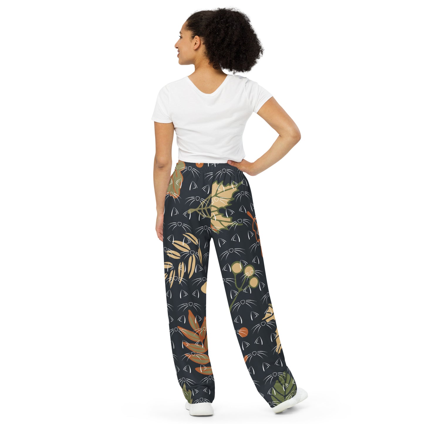 Fall Whiskers Print Unisex Wide-Leg Pants