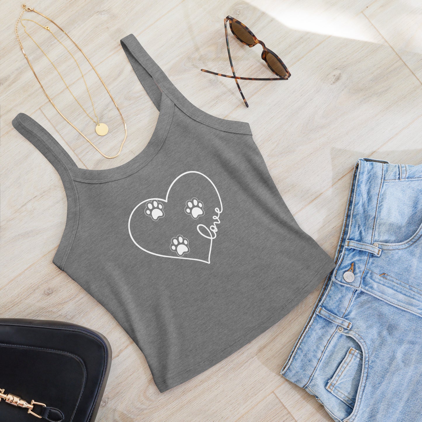 Paw Prints In My Heart Women’s Micro-Rib Tank Top